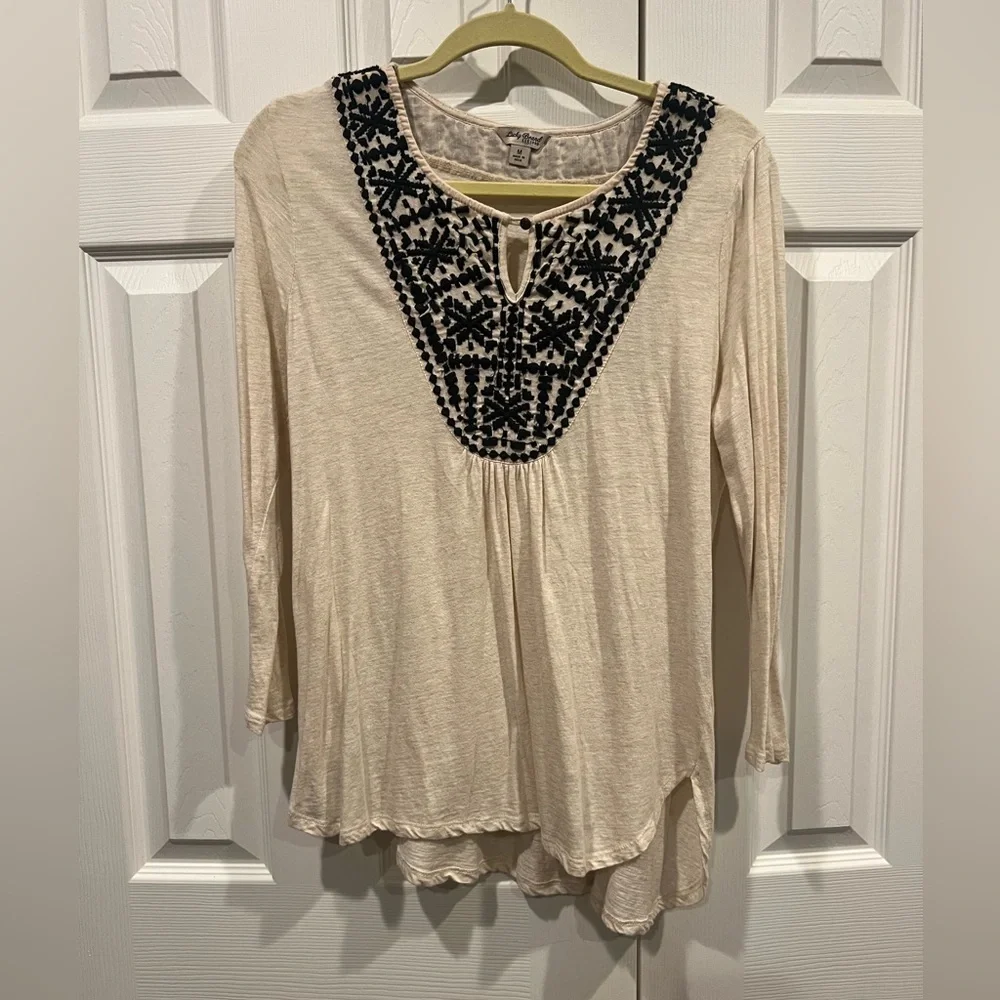 Lucky brand embroidered knit top